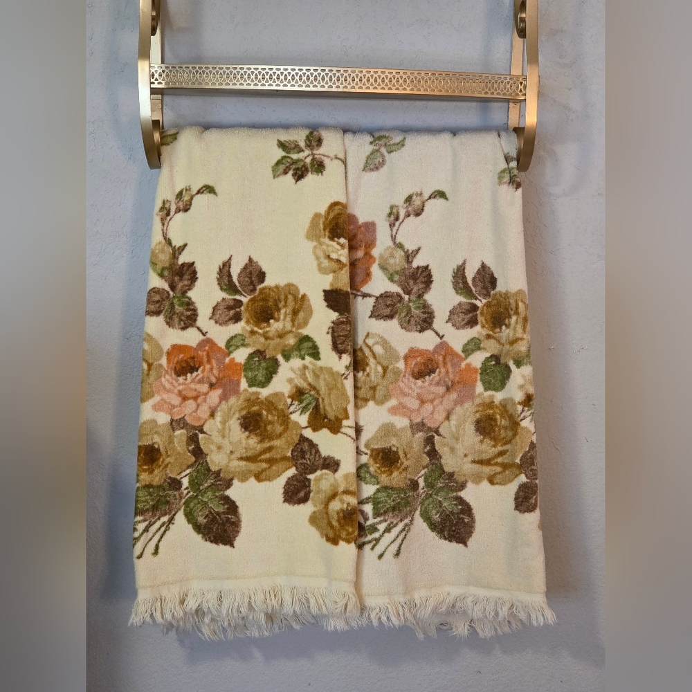 Cannon Royal Family 100% Cotton Vintage Floral Bath Towels Set Of 2